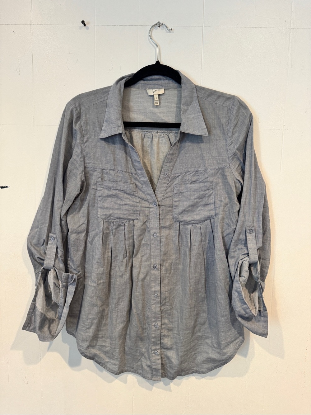 Joie Chambray Button-Up Peasant Blouse